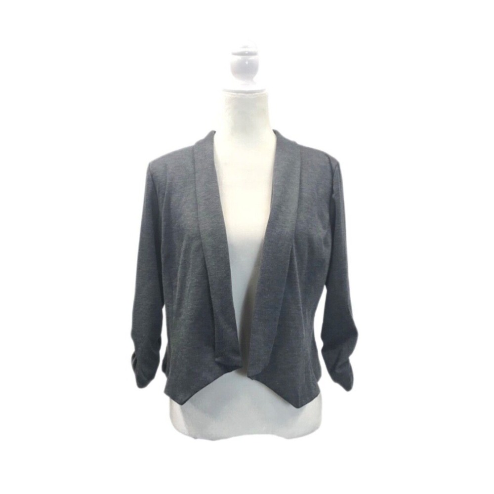 Absolute Angel - New York‎ Blazer Size L Cropped Gray 3/4 Sleeves Open Front